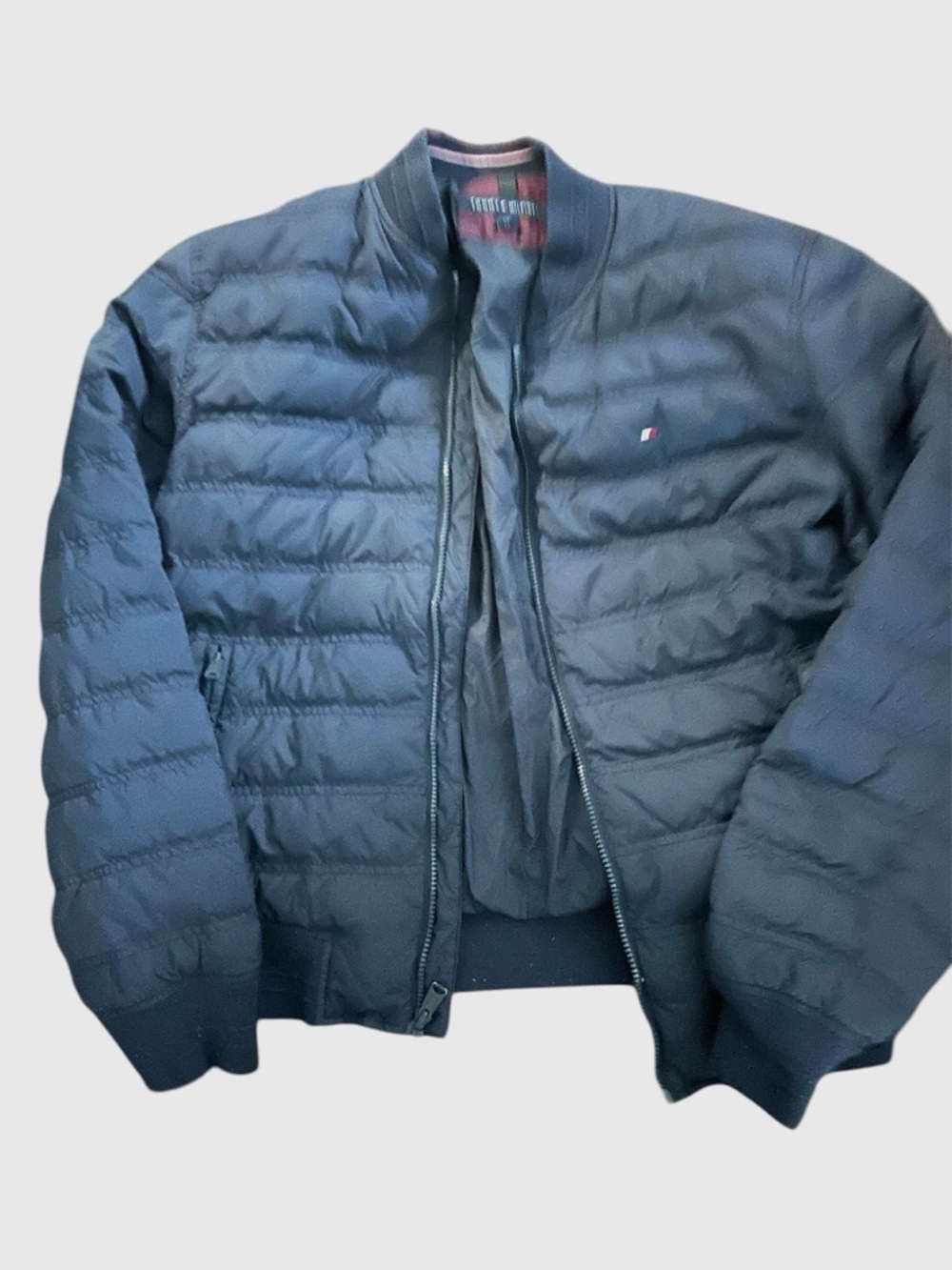 Tommy Hilfiger Men's Large Dark Blue Quilted Puffer Bomber Jacket